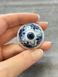 A pair of Chinese blue and white 'Long Eliza and playing boys' covered vases, Kangxi