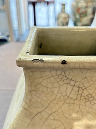 A Chinese guan-type square 'hu' vase, Yongzheng mark and of the period