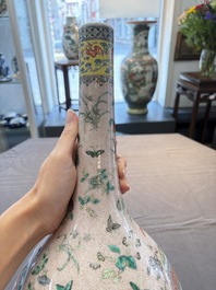 A Chinese famille verte bottle vase, 19th C.