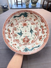 A Chinese Swatow wucai 'dragon and phoenix' dish, Ming