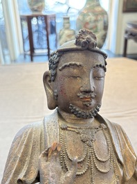 A rare Chinese dry lacquer figure of a Luohan, Ming