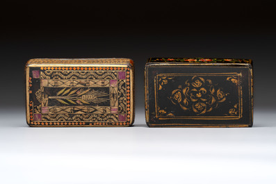 Two lacquered rectangular snuff boxes, Qajar and Ottoman Empire, 19th C.