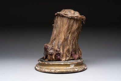 A polychrome devotional wax bust of Christ, Italy, 19th C.