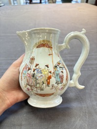 A Chinese famille rose 'mandarin subject' jug and cover, Qianlong