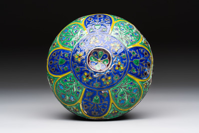 An enamelled silver bowl with floral design, probably Kashmir, India, 19th C.