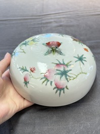 A Chinese famille rose 'playing boys' bowl and cover, Qianlong mark, Republic