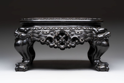 A Chinese carved hongmu stand, Canton 19th C.