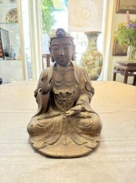 A rare Chinese dry lacquer figure of a Luohan, Ming