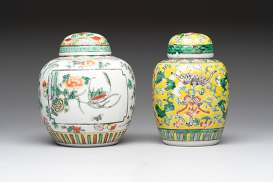Four Chinese famille rose and verte wares, Zhang Yi Tai Hui 張義泰繪 mark, 19th C.