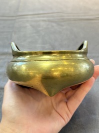 Two Chinese bronze censers, Xuande marks, 19th C.