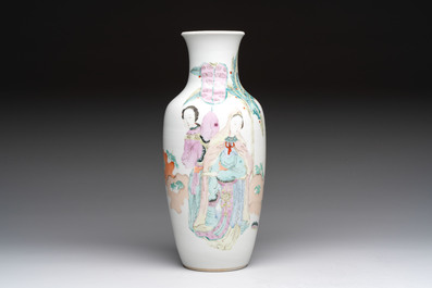 Four Chinese famille rose and verte wares, Zhang Yi Tai Hui 張義泰繪 mark, 19th C.