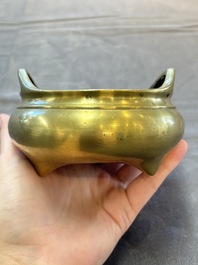 Two Chinese bronze censers, Xuande marks, 19th C.