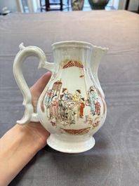 A Chinese famille rose 'mandarin subject' jug and cover, Qianlong