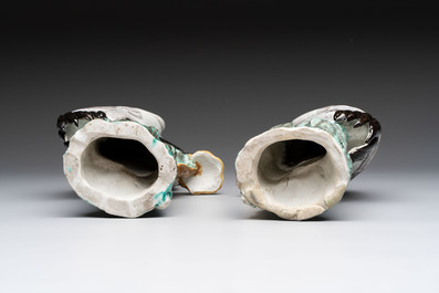 A pair of Chinese famille rose 'crane' groups, 19th C.