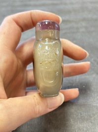 A collection of nine Chinese agate snuff bottles, 20th C.