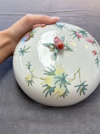 A Chinese famille rose 'playing boys' bowl and cover, Qianlong mark, Republic