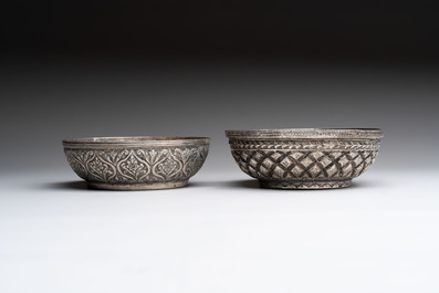 Two Ottoman silver repouss&eacute; hammam bowls, Turkey, 19th C.