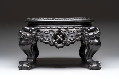 A Chinese carved hongmu stand, Canton 19th C.