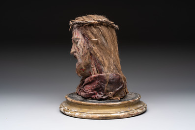A polychrome devotional wax bust of Christ, Italy, 19th C.