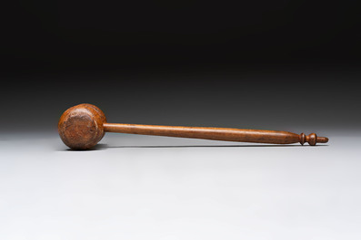 Two wooden Gothic panels, a bowl, board and a gaffel, 15th C. and later