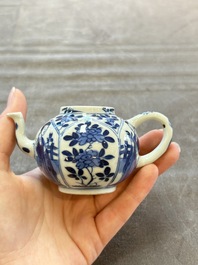 A small Chinese blue and white 'Long Eliza' teapot and cover, jade mark, Kangxi
