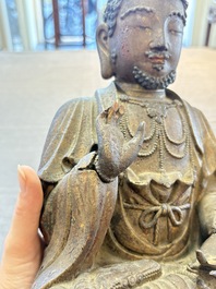 A rare Chinese dry lacquer figure of a Luohan, Ming
