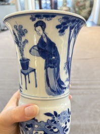 A Chinese blue and white 'Long Eliza and playing boys' 'gu' vase, Kangxi
