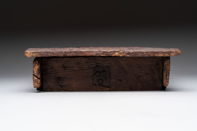 A carved wooden religious shrine depicting the martyrdom of Saint Erasmus of Formia, Germany, 17/18th C.