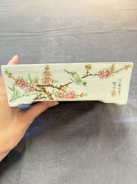 A Chinese qianjiang cai rectangular jardini&egrave;re, signed Zhang Yun 張雲, dated 1925