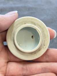 A small Chinese blue and white 'Long Eliza' teapot and cover, jade mark, Kangxi