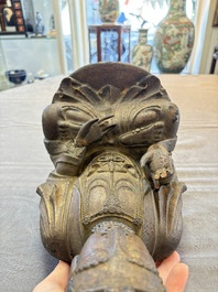 A rare Chinese dry lacquer figure of a Luohan, Ming