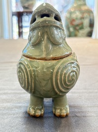 A fine Chinese Longquan celadon 'luduan' censer, Ming