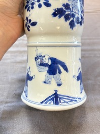 A Chinese blue and white 'Long Eliza and playing boys' 'gu' vase, Kangxi