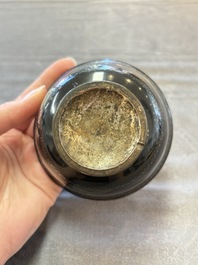 A Chinese silver-lined laque burgaut&eacute; bowl with figural design, Kangxi