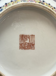 A Chinese famille rose 'playing boys' bowl and cover, Qianlong mark, Republic
