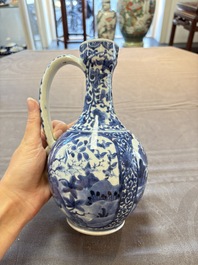 A Japanese Arita blue and white jug and a silver-mounted tankard, Edo, 17/18th C.