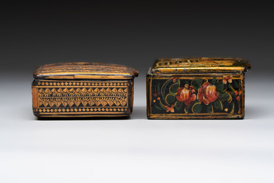 Two lacquered rectangular snuff boxes, Qajar and Ottoman Empire, 19th C.