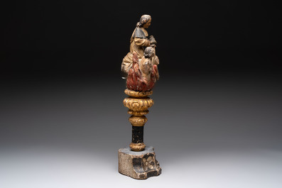 A polychrome wooden processional sculpture depicting purgatory, Germany, 17/18th C.