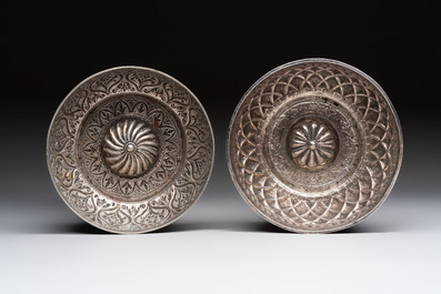 Two Ottoman silver repouss&eacute; hammam bowls, Turkey, 19th C.