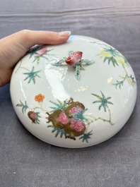 A Chinese famille rose 'playing boys' bowl and cover, Qianlong mark, Republic