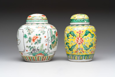Four Chinese famille rose and verte wares, Zhang Yi Tai Hui 張義泰繪 mark, 19th C.