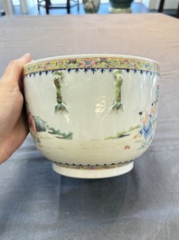 A Chinese famille rose 'playing boys' bowl and cover, Qianlong mark, Republic