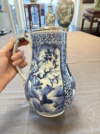 A Japanese Arita blue and white jug and a silver-mounted tankard, Edo, 17/18th C.
