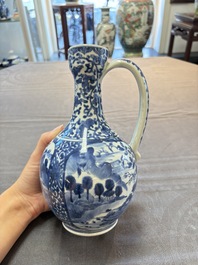 A Japanese Arita blue and white jug and a silver-mounted tankard, Edo, 17/18th C.