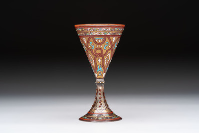 An enamelled glass Orientalistic-style goblet, in the style of Jacques Philippe Imberton, possibly France, 19th C.