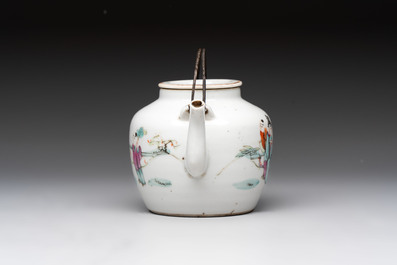 Four Chinese famille rose and verte wares, Zhang Yi Tai Hui 張義泰繪 mark, 19th C.