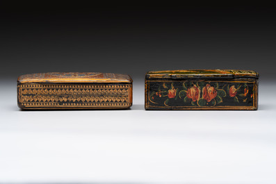 Two lacquered rectangular snuff boxes, Qajar and Ottoman Empire, 19th C.