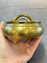 Two Chinese bronze censers, Xuande marks, 19th C.