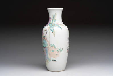 Four Chinese famille rose and verte wares, Zhang Yi Tai Hui 張義泰繪 mark, 19th C.