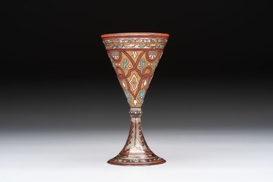 An enamelled glass Orientalistic-style goblet, in the style of Jacques Philippe Imberton, possibly France, 19th C.